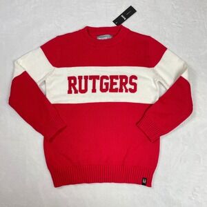 Bruzer Rutgers Sweater 100% Cotton Kids L 8-9 Red NWT Collegiate Knit